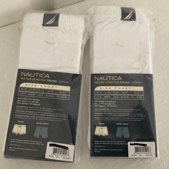 Nautica Men’s Active Stretch Cotton Trunk 2 x 2-Pk White Size Large - Picture 2 of 6